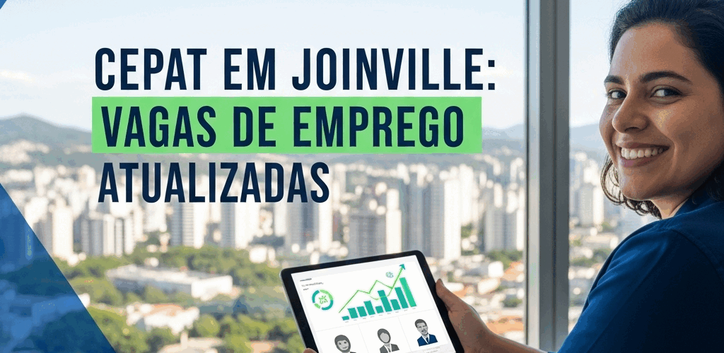 uma mulher, sorrindo em um escritório, representando o sucesso na busca por vagas no Cepat em Joinville.